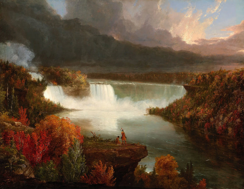 Widok z daleka na wodospady Niagara - Thomas Cole