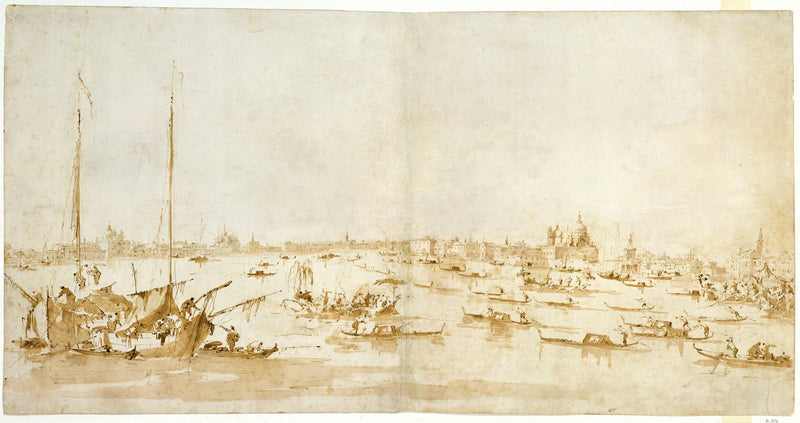 Panoramiczny widok na Bacino di San Marco, patrząc na kanał della Giudecca - Francesco Guardi