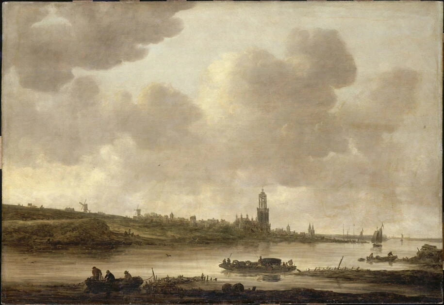 Vue de Rhenen sur le Rhin avec l'église Sainte-Cunera - Jan van Goyen