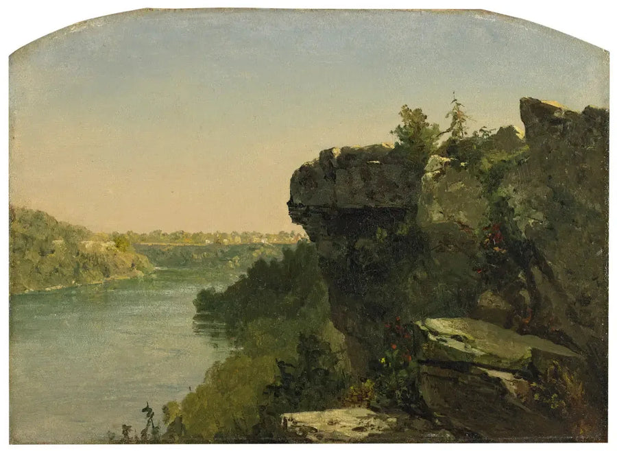 Widok na rzekę z klifami - John Frederick Kensett