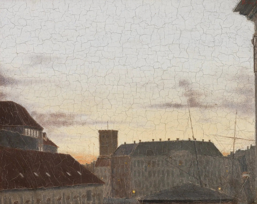 Vue vers Gammelholm, avec la tour de l'église Saint-Nicolas en arrière-plan. Soirée d'été ensoleillée à Copenhague. - Peder Severin Krøyer image 1 copie peinte à la main à l’huile