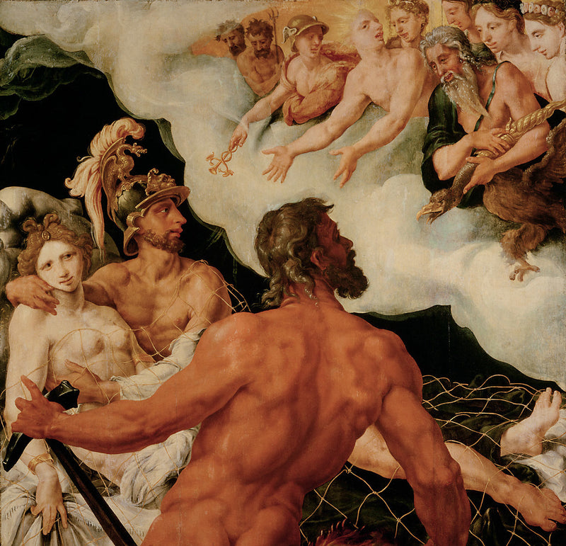 Vulcain montre aux dieux Mars et Vénus, capturées. - Maarten van Heemskerck