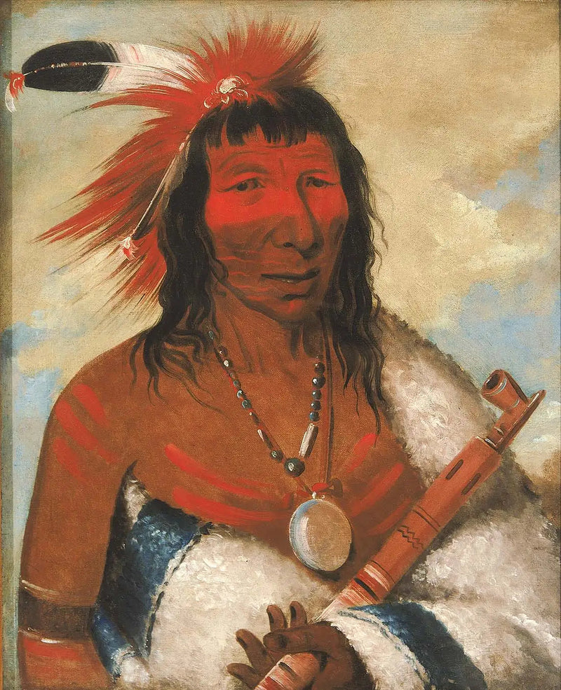 Wá-nah-de-túnk-ah, Wielki Orzeł (lub Czarny Pies), Przywódca bandy O-hah-kas-ka-toh-y-an-te - George Catlin