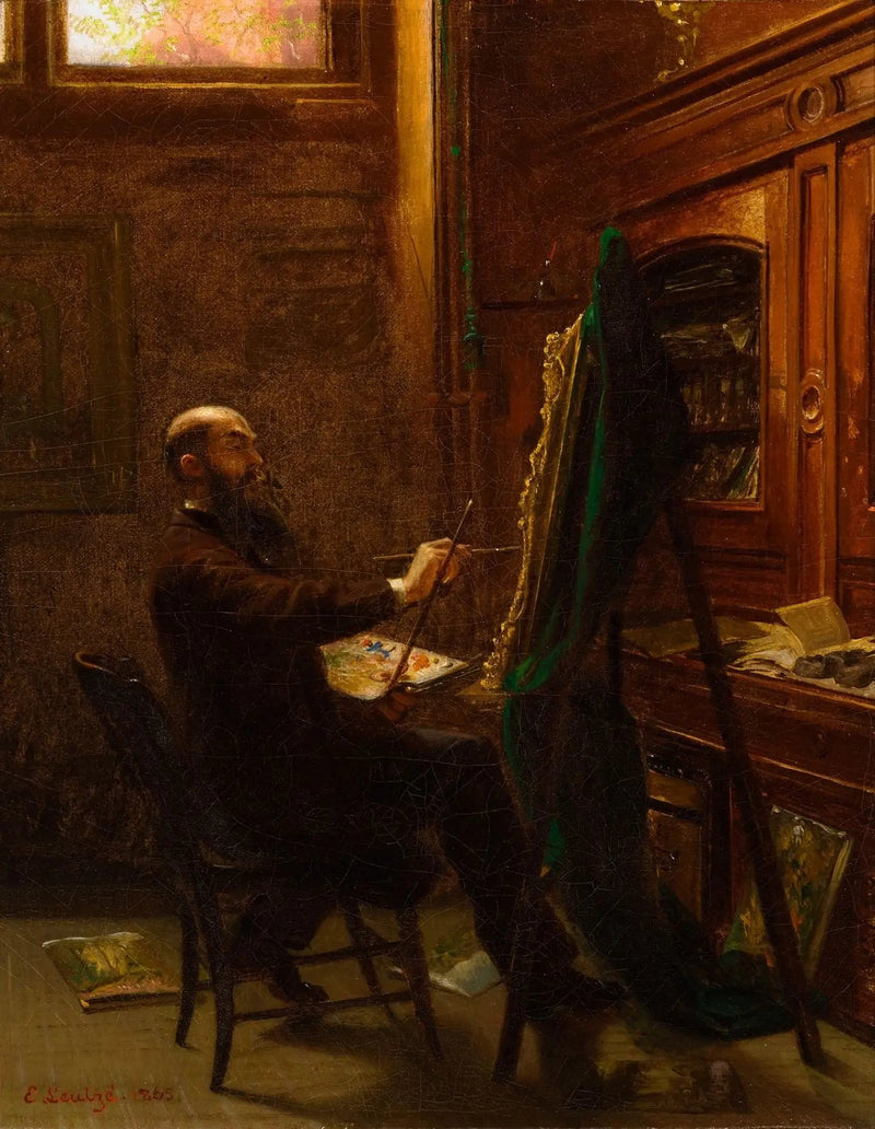 Worthington Whittredge w swoim studio na Tenth Street - Emanuel Leutze