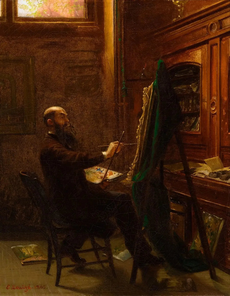 Worthington Whittredge w swoim studio na Tenth Street - Emanuel Leutze