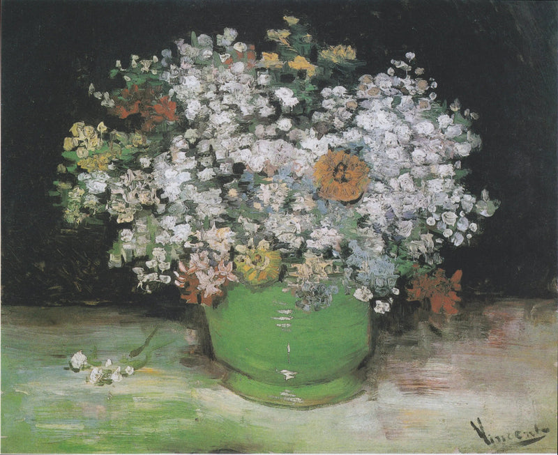 Zinnie i pelargonie w wazonie - Vincent van Gogh